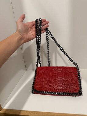 Red Italian leather Shoulder Bag